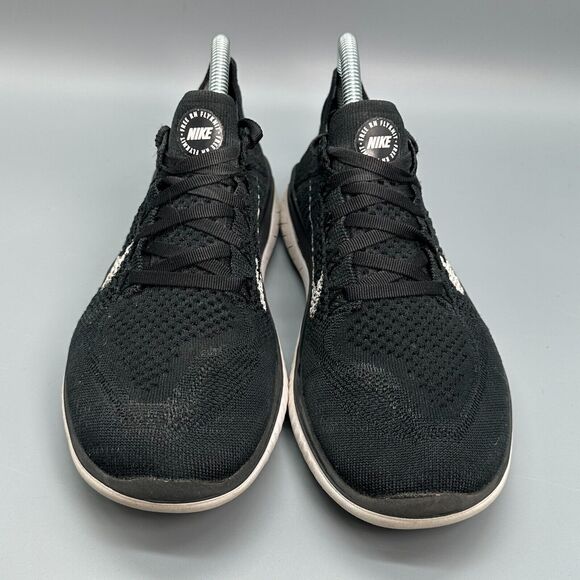 Nike Free RN Flyknit 2018 Women Size 8.5 Black Lace Low Athletic Sneakers Shoes - Picture 3 of 9